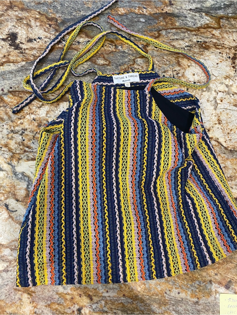 Madewell Girls' Striped Halter Tank Top - Yellow, Navy, Orange, Cream